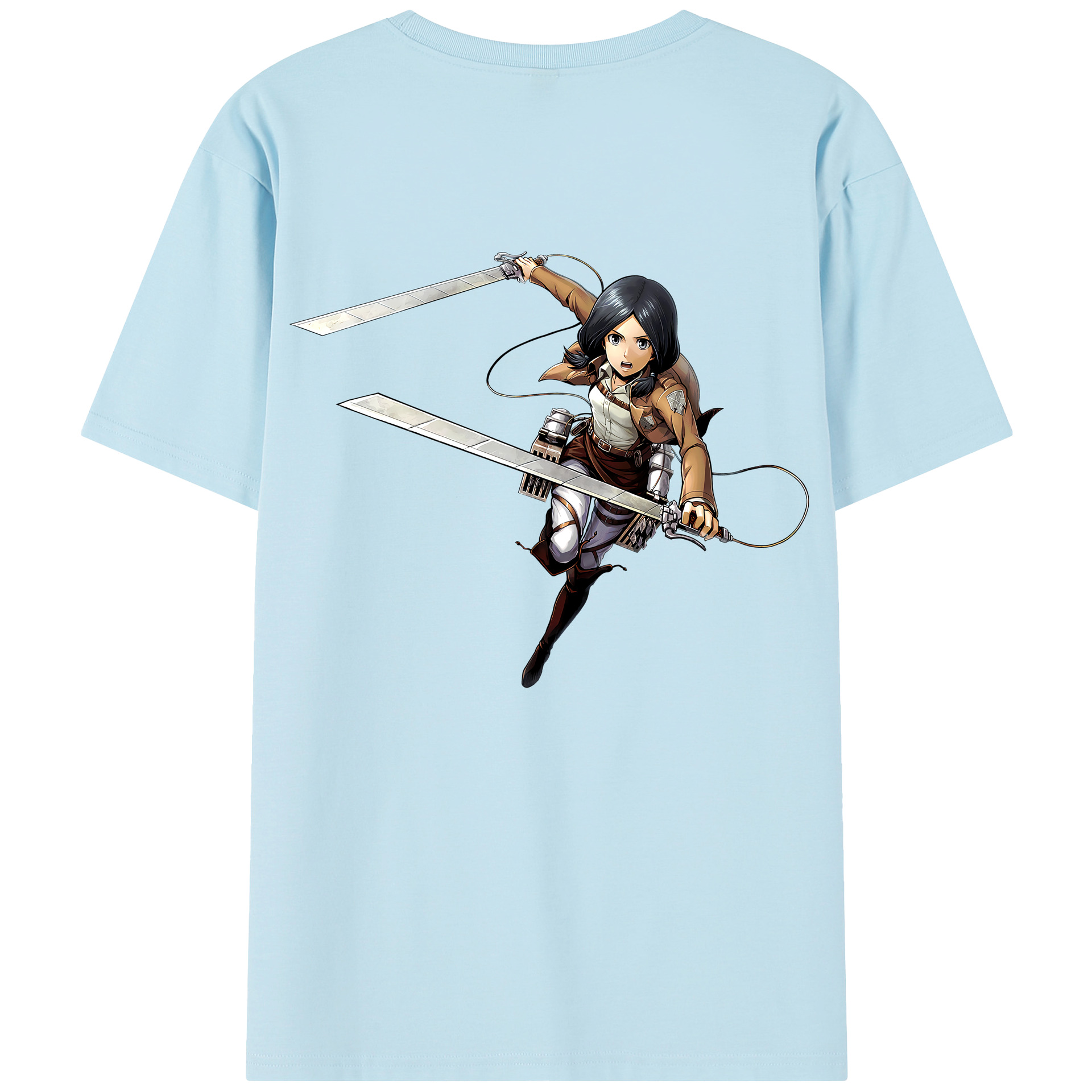 （画像用） 進撃の巨人 ミカサ·アッカーマン Attack on Titan Mikasa Ackerman 綿100％半袖Tシャツ（背面プリント）